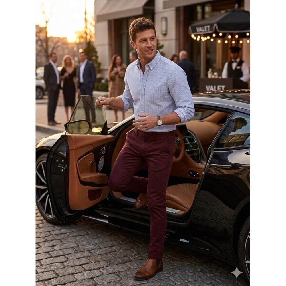 J.Crew 484 Slim-Fit‎ Stretch Chino Pants Mens 30x32 Burgundy Maroon Re-Imagined